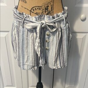 Rewash Blue & White Striped Linen Shorts
